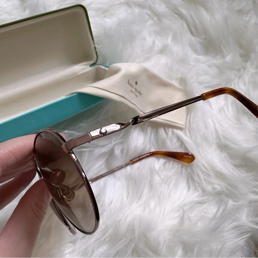 Kate Spade Aviator Sunglasses with Brown Glitter - Picture 7 of 12